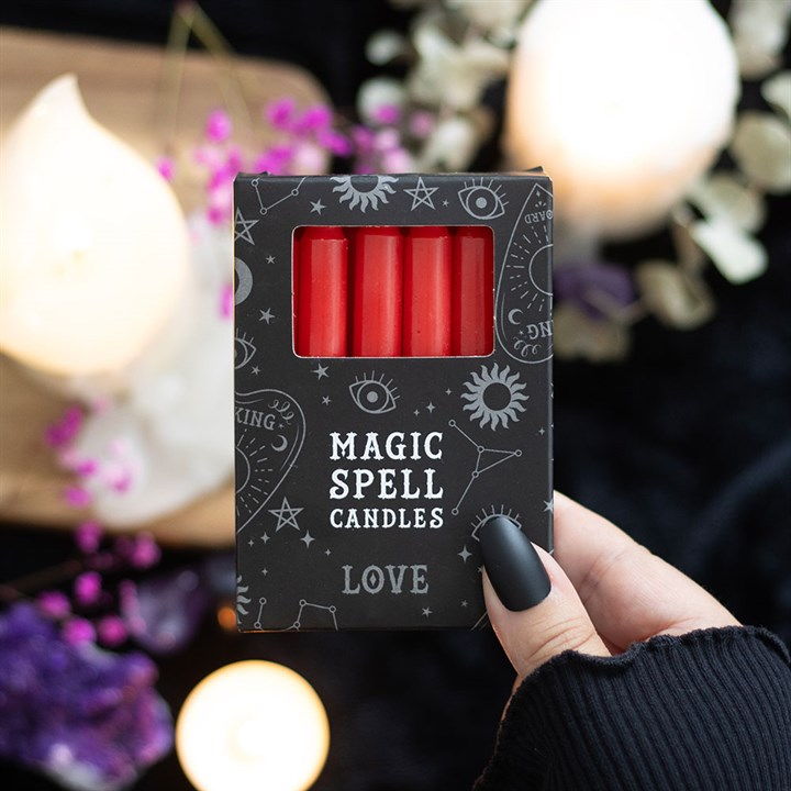 Set of 12 Red 'Love' Spell Candles