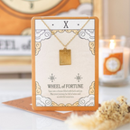 The Wheel of Fortune Vintage Tarot Necklace on Greeting Card
