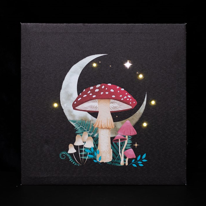Forest Mushroom Light Up Canvas Plaque
