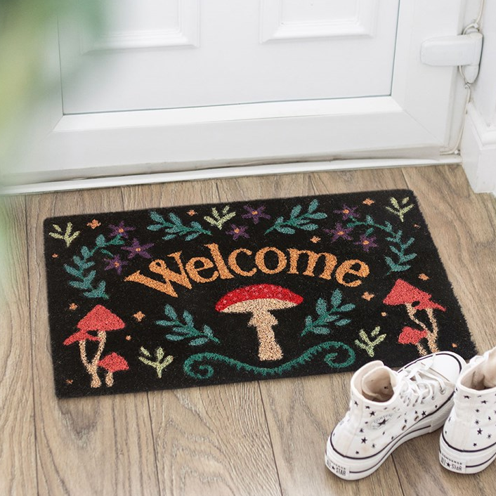 Black Mushroom Welcome Doormat