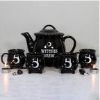 Witches Brew Ceramic Cauldron Tea Set