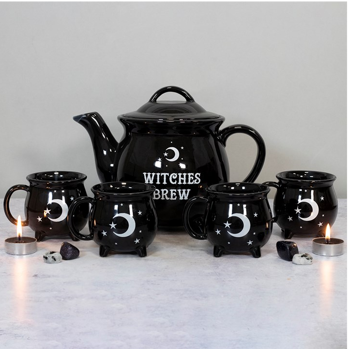 Witches Brew Ceramic Cauldron Tea Set
