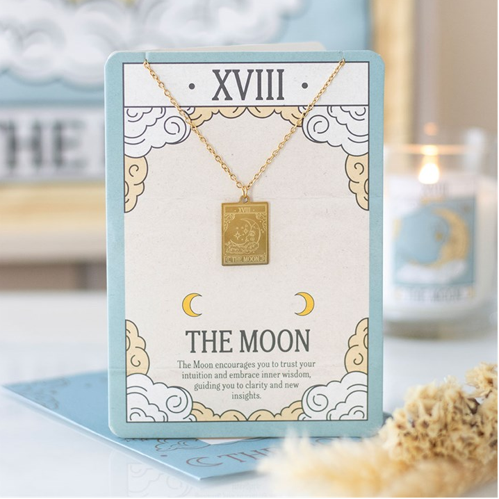 The Moon Vintage Tarot Necklace on Greeting Card