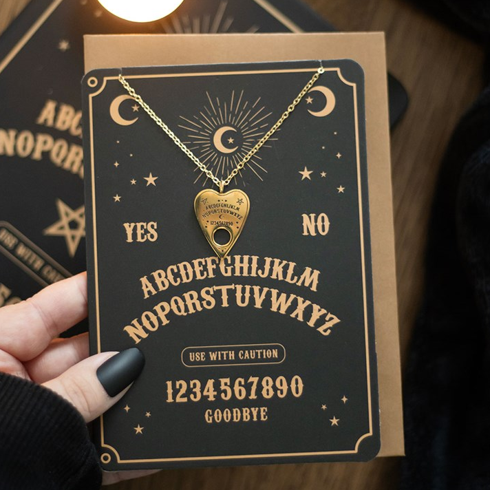Talking Board Planchette Necklace Greeting Card